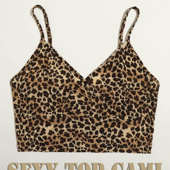 Sexy Top Cami Surplice Neck Leopard US L - Picture 3 of 5